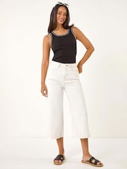 Roman White High Waist Pocket Detail Trousers - Image 2 of 5