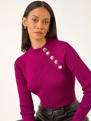 Roman Red Button Detail Ribbed Jumper - Image 1 of 5
