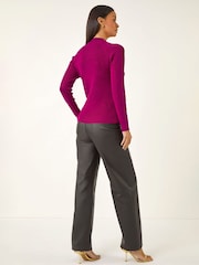 Roman Red Button Detail Ribbed Jumper - Image 3 of 5