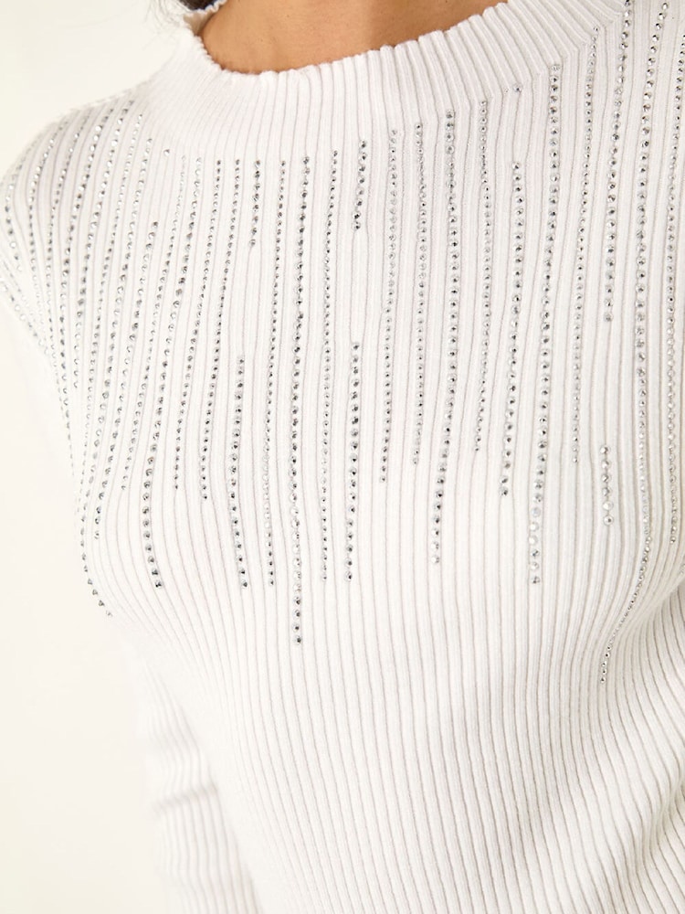 Roman White Embellished Knit Jumper - Image 5 of 5 Roman White Embellished Knit Jumper - Image 5 of 5