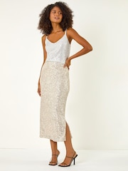 Roman Metallic Sequin Pencil Skirt - Image 2 of 5