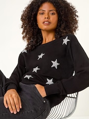 Roman Black Metallic Star Print Jumper - Image 1 of 5