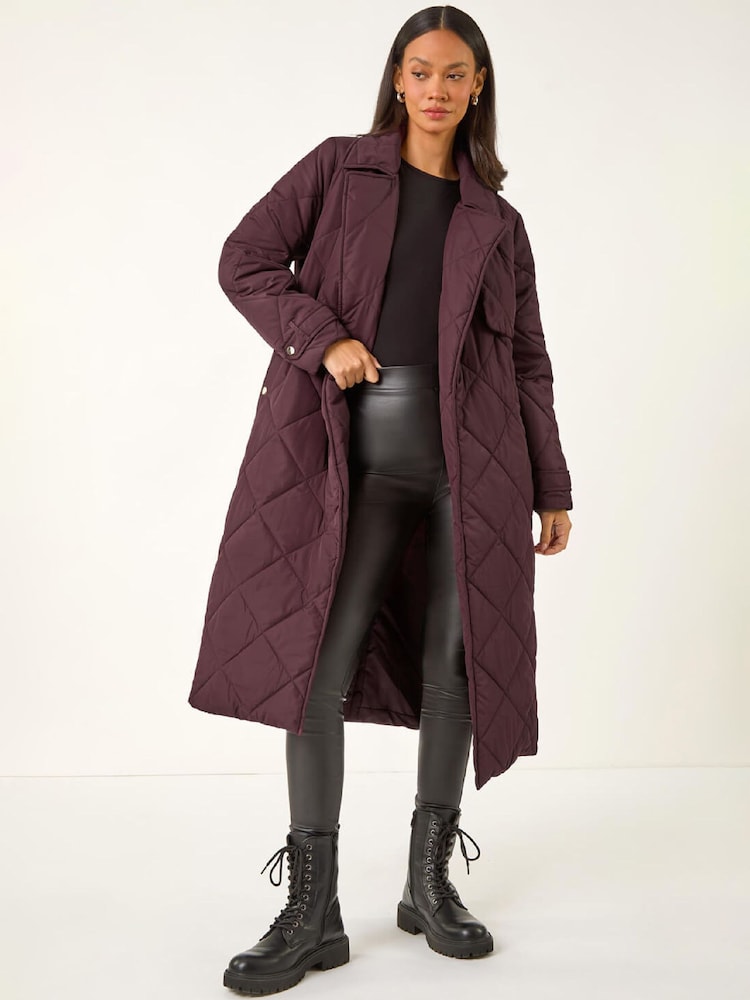 Roman Red Chevron Wrap Quilted Puffer Coat - Image 2 of 5 Roman Red Chevron Wrap Quilted Puffer Coat - Image 2 of 5