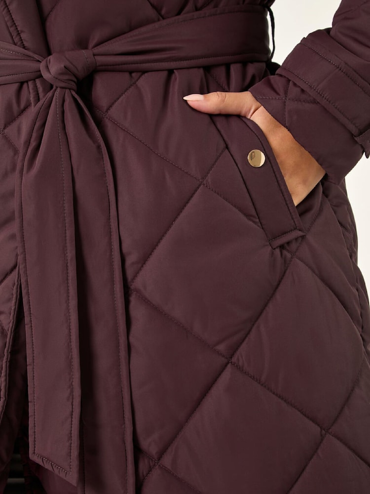 Roman Red Chevron Wrap Quilted Puffer Coat - Image 5 of 5 Roman Red Chevron Wrap Quilted Puffer Coat - Image 5 of 5
