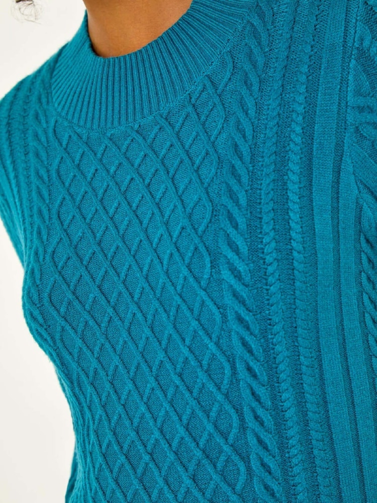 Roman Blue Cable Knit Midi Jumper Dress - Image 5 of 5 Roman Blue Cable Knit Midi Jumper Dress - Image 5 of 5