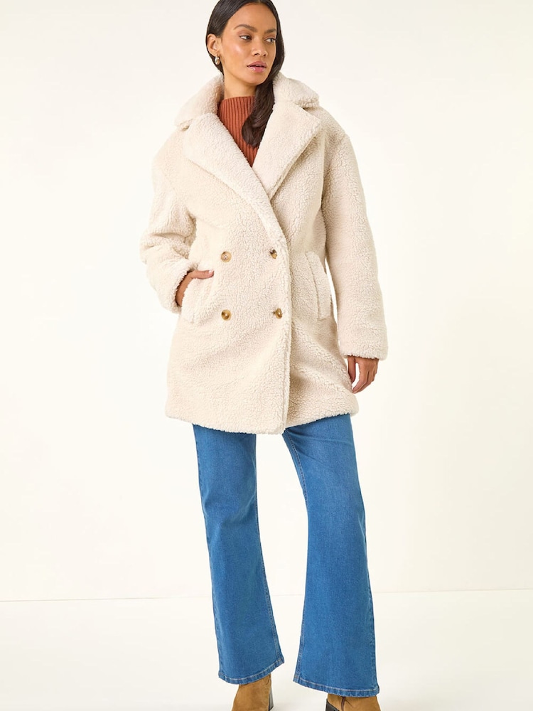 Roman White Oversized Boucle Coat - Image 2 of 5 Roman White Oversized Boucle Coat - Image 2 of 5