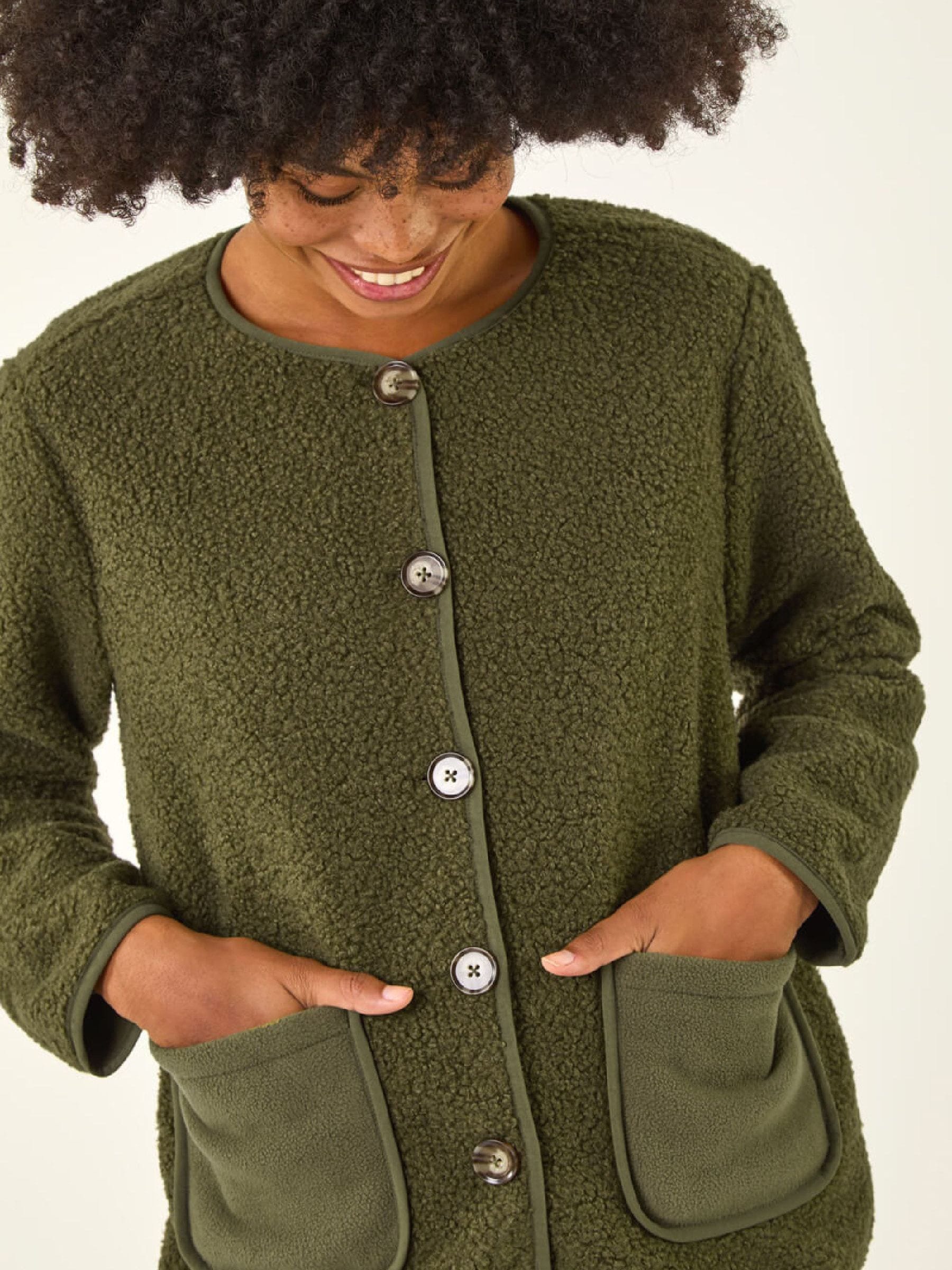 Buy Roman Green Fleece Pocket Front Jacket from the Next UK online