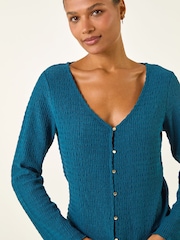 Roman Blue Textured V-Neck Blouse - Image 1 of 5