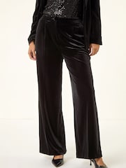 Roman Black Velvet Pocket Stretch Trousers - Image 4 of 5