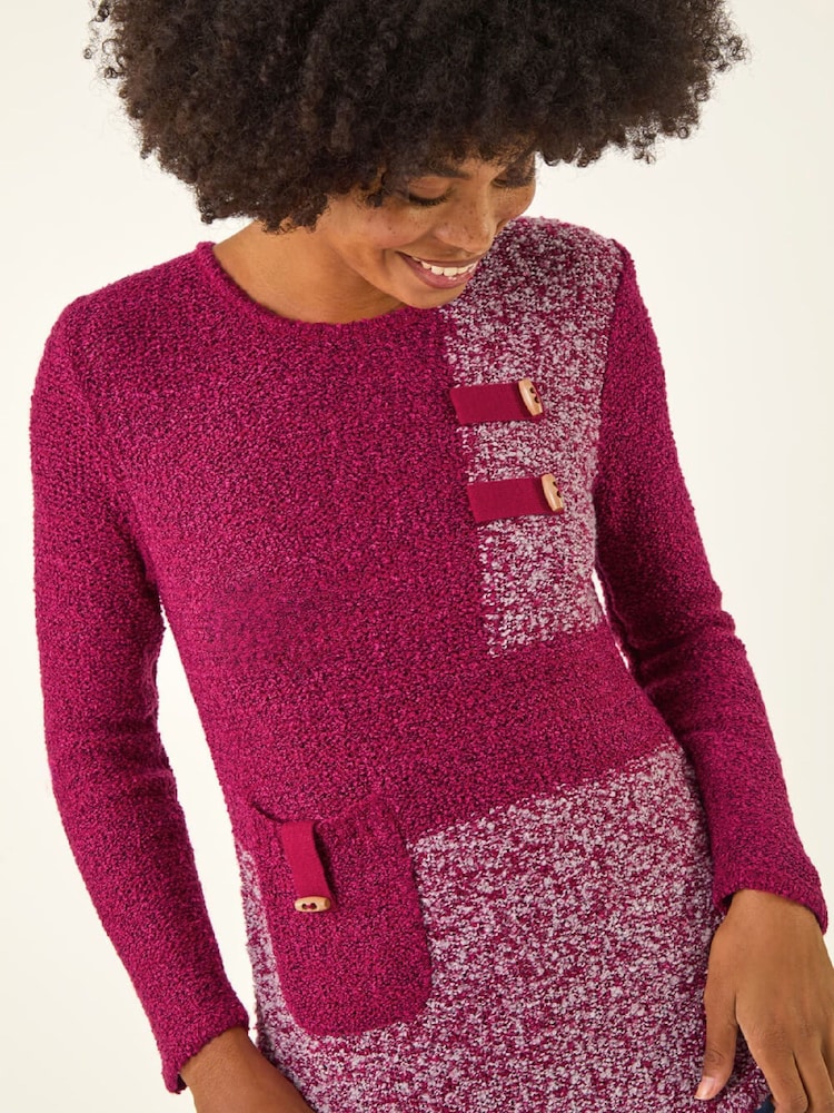 Roman Red Textured Colour Block Knit Jumper - Image 1 of 5 Roman Red Textured Colour Block Knit Jumper - Image 1 of 5