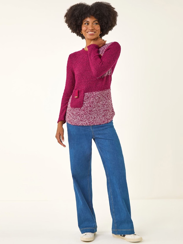 Roman Red Textured Colour Block Knit Jumper - Image 2 of 5 Roman Red Textured Colour Block Knit Jumper - Image 2 of 5