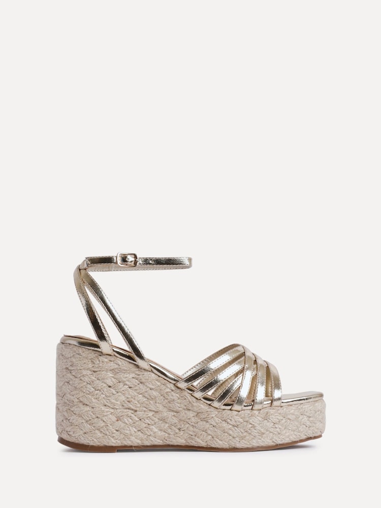 Linzi Gold Moment Strappy Espadrille Wedges - Image 2 of 5 Linzi Gold Moment Strappy Espadrille Wedges - Image 2 of 5