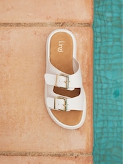 裸色 - Linzi Capture Double Buckle Flat Sandals - 圖片 1/5