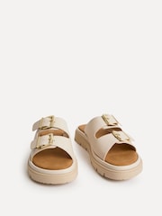 裸色 - Linzi Capture Double Buckle Flat Sandals - 圖片 3/5