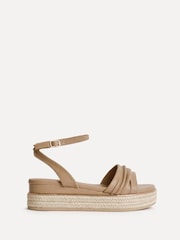 Linzi Tan Brown Dazed Flatform Sandals With Ruched Front Strap - Image 2 of 5