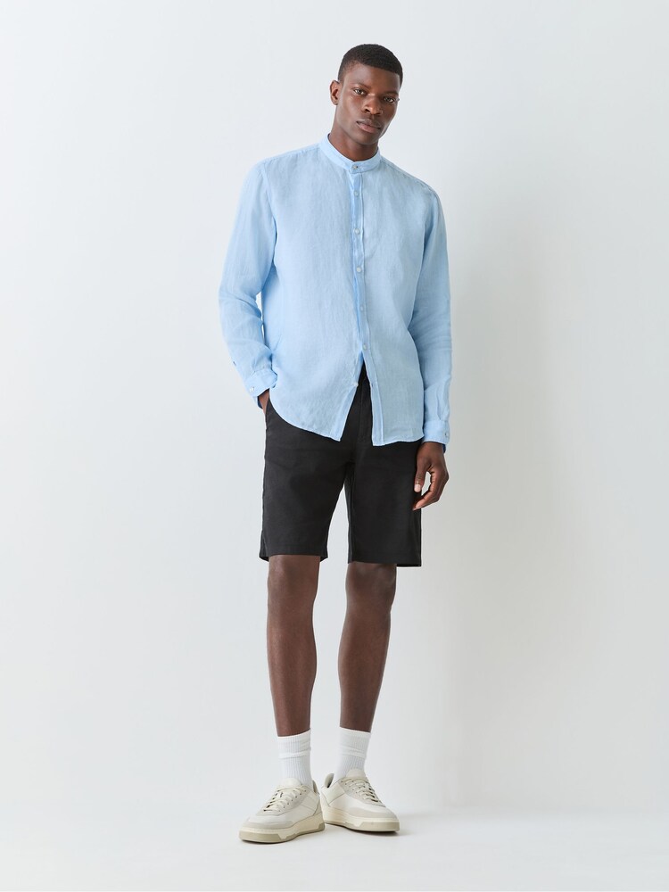 BOSS Sky Blue Rash Logo Long Sleeve 100% Linen Shirt - Image 2 of 7