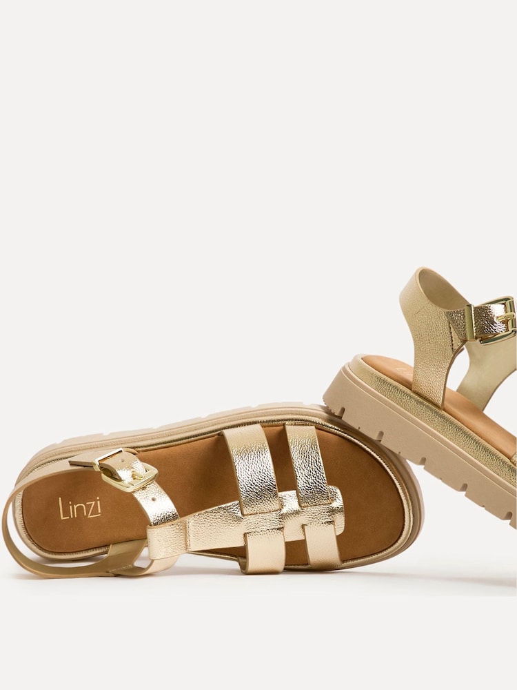 Linzi Gold Adventure Gladiator Style Flat Sandals - Image 5 of 5