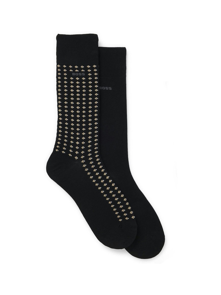 BOSS Black Printed Logo Socks 2 Pack - Image 1 of 3 BOSS Black Printed Logo Socks 2 Pack - Image 1 of 3