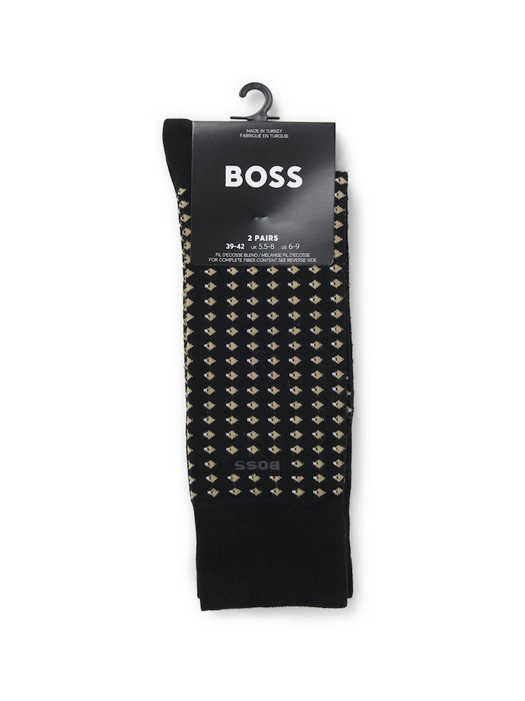 BOSS Black Printed Logo Socks 2 Pack - Image 2 of 3 BOSS Black Printed Logo Socks 2 Pack - Image 2 of 3