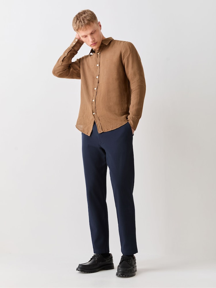 BOSS Blue Pleated Detail Tapered Fit Chino Trousers - Image 2 of 5