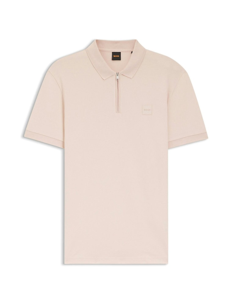 Pink - BOSS Slim Fit Logo-Poloshirt mit Viertelreißverschluss - Bild 5 von 5