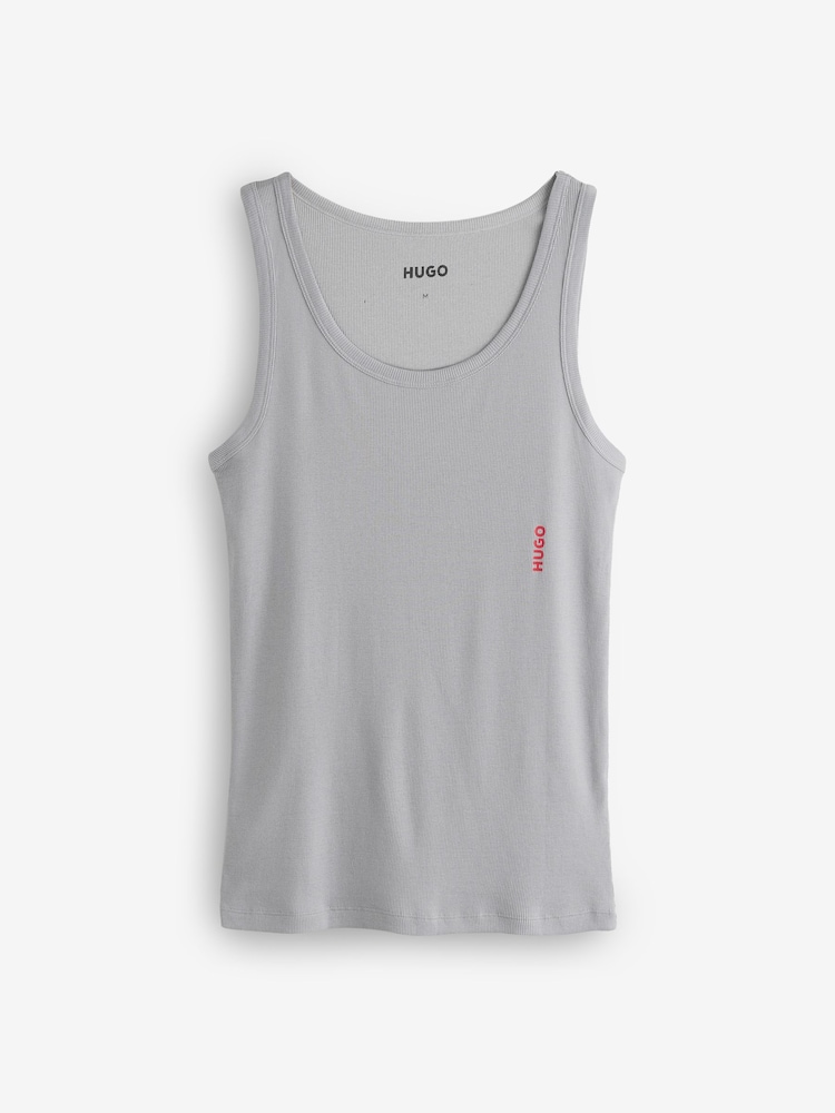 HUGO Grey Tank Top Vests 3 Pack - Image 2 of 4 HUGO Grey Tank Top Vests 3 Pack - Image 2 of 4