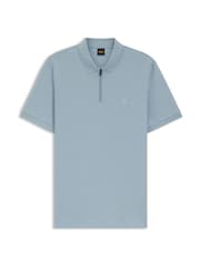 BOSS Blue Slim Fit Logo Quarter Zip Polo Shirt - Image 1 of 1