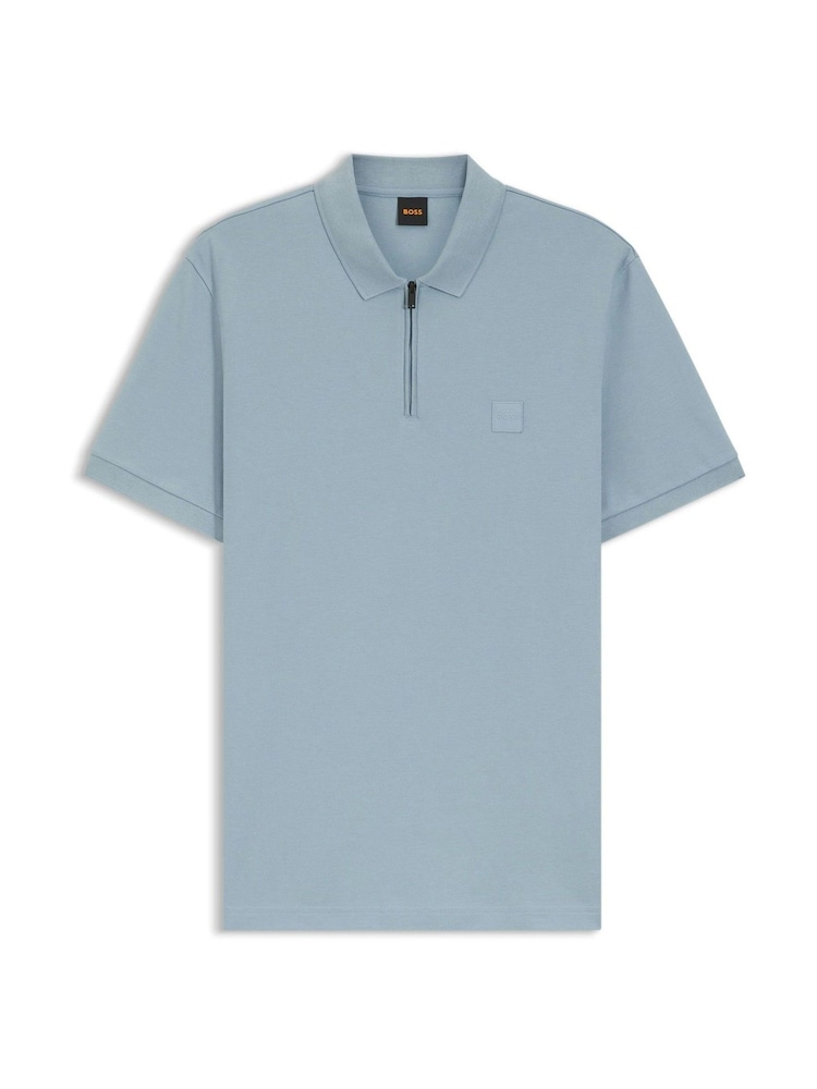 Blau - BOSS Slim Fit Logo-Poloshirt mit Viertelreißverschluss - Bild 5 von 5