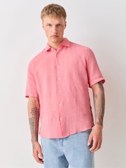 BOSS Pink Regular Fit Short Sleeve Linen Shirt - Image 1 of 2