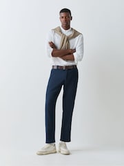 BOSS White Rash Logo Long Sleeve 100% Linen Shirt - Image 3 of 7