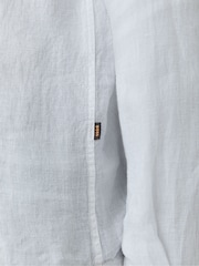 BOSS White Rash Logo Long Sleeve 100% Linen Shirt - Image 6 of 7