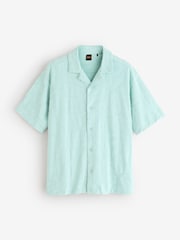 BOSS Sky Blue Towelling Relaxed-Fit Shirt - Image 1 of 1