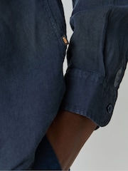 BOSS Blue Rash Logo Long Sleeve 100% Linen Shirt - Image 5 of 6