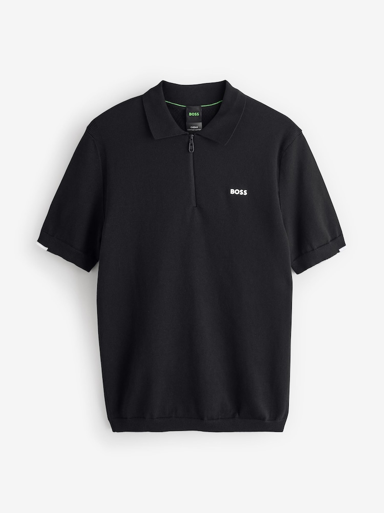 BOSS Black Ever Quarter Zip Knitted Polo Shirt - Image 1 of 1