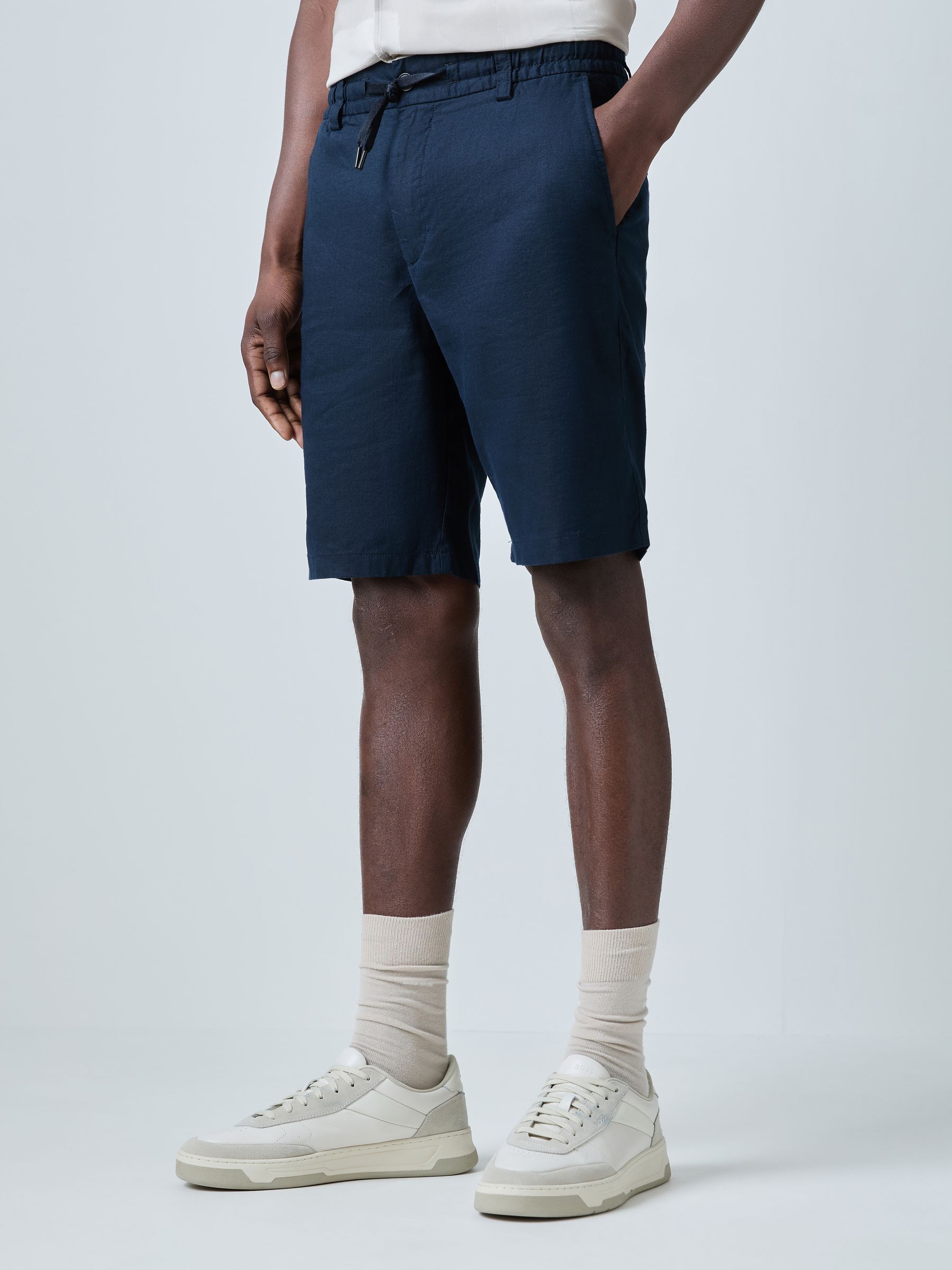 Buy BOSS Blue Tapered-Fit Linen Chino Short from Next USA