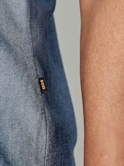 BOSS Blue Regular Fit Short Sleeve Cotton Shirt - Image 4 of 5