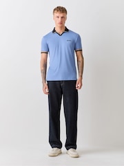 Azul - BOSS Trophy Collar Regular Fit Polo Shirt - Imagen 2 de 5
