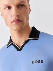 Azul - BOSS Trophy Collar Regular Fit Polo Shirt - Imagen 4 de 5