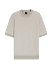 BOSS Grey Kantonio Regular Fit Knitted T-Shirt - Image 1 of 1