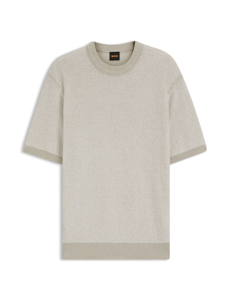 BOSS Grey Kantonio Regular Fit Knitted T-Shirt - Image 1 of 1