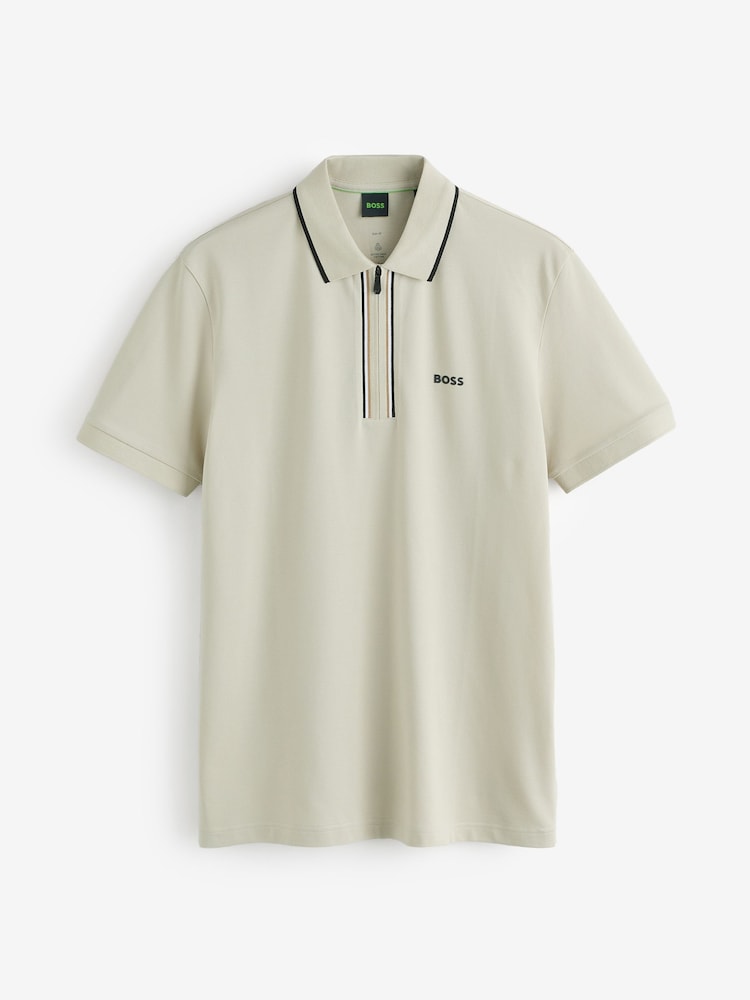 Cream - BOSS Philix Golf-Poloshirt mit Viertelreißverschluss - Bild 5 von 5
