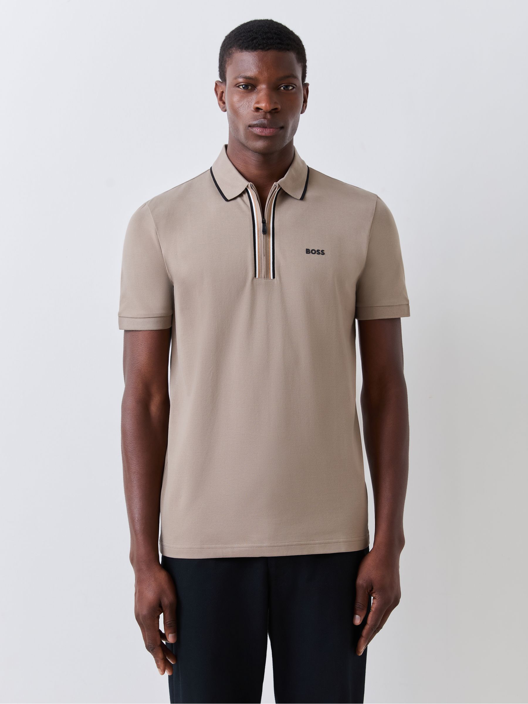 Buy BOSS Brown Philix Quarter Zip Polo Shirt from Next Romania