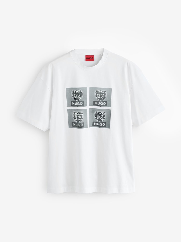 HUGO White Draxon Graphic T-Shirt - Image 1 of 1