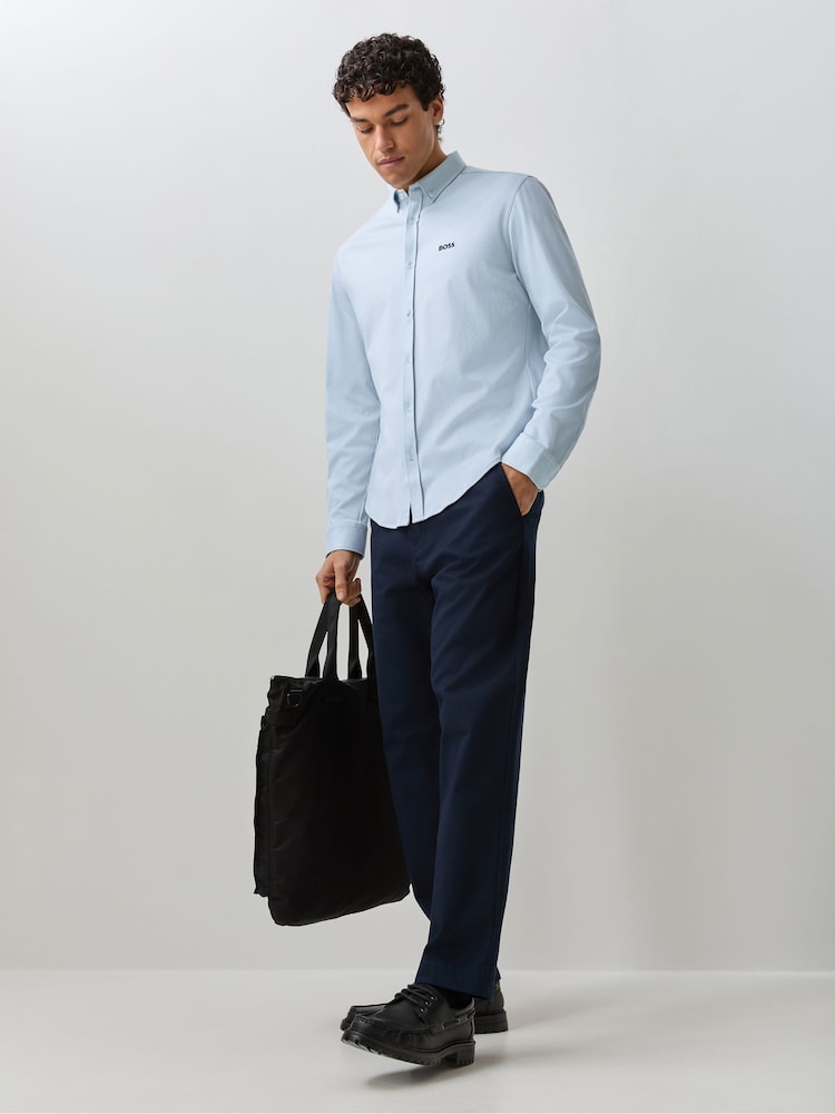 BOSS Light Blue Motion Cotton Regular Fit Long Sleeve Shirt - Image 2 of 5