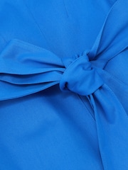 Reiss Blue Irina Cotton Belted Midi Dress with Stretch - Image 6 of 6