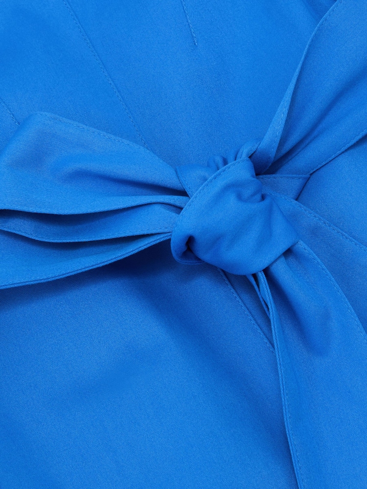 Reiss Blue Irina Cotton Belted Midi Dress with Stretch - Image 6 of 6