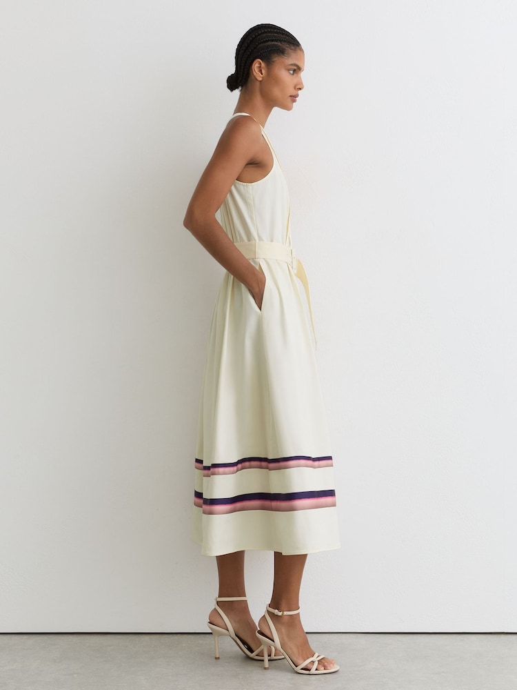 Reiss Sara Stretch-Cotton Stripe-Detail Midi Dress - 画像 1 / 7 Reiss Sara Stretch-Cotton Stripe-Detail Midi Dress - 画像 1 / 7