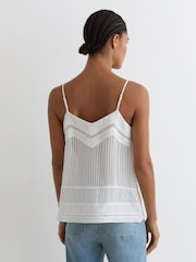 Reiss Ivory Tamsin Lace-Up Semi-Sheer Cami Top - Image 4 of 6