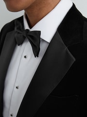 Reiss Black Ace Slim Velvet Single-Breasted Blazer Tailored-Fit - Image 3 of 7