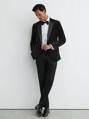 Reiss Black Ace Slim Velvet Single-Breasted Blazer Tailored-Fit - Image 4 of 7